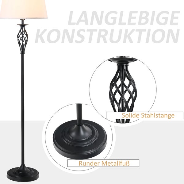 HOMCOM 3er-Lampenset, ø38 x 158H cm / ø30 x 62H cm, PS, Schwarz