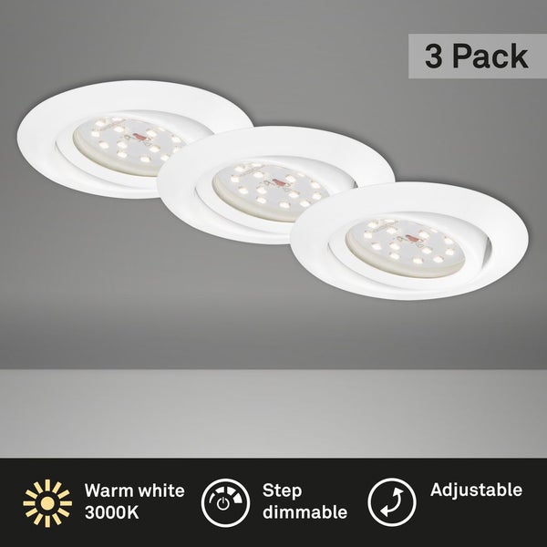 3er Set LED Einbauleuchte, Ø 8,2 cm, 3,5 W, Weiß, Briloner Leuchten