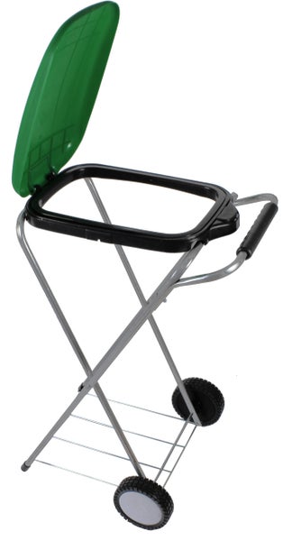1er Deluxe Rollen Müllsackständer fahrbar Räder Automatik XL Einfüllöffnung für 60 bis 120 L Gelber Blauer Sack Mülleimer Müllbeutelständer Müllsackhalter Abfallsackständer Abfallsackhalter Mülltren