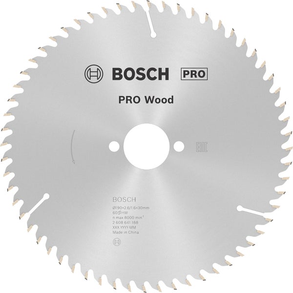 Bosch PRO Wood Kreissägeblatt 190 x 2,6 x 30 mm - 2608641188