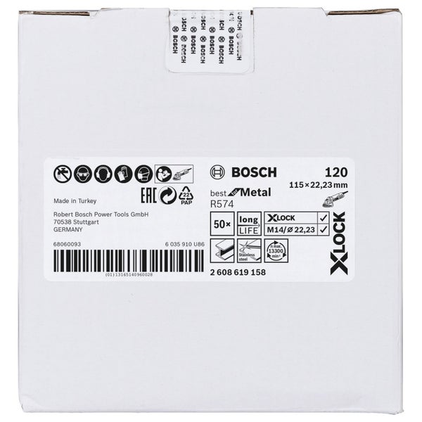 Bosch PRO R574 X-Lock Fiberscheibe 115 mm G120 - 2608619158