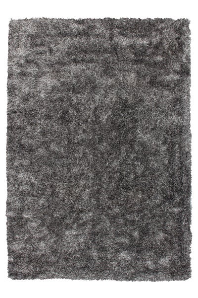 Rechteckiger Hochflor-Teppich in Grau, weicher Shaggy-Teppich.
