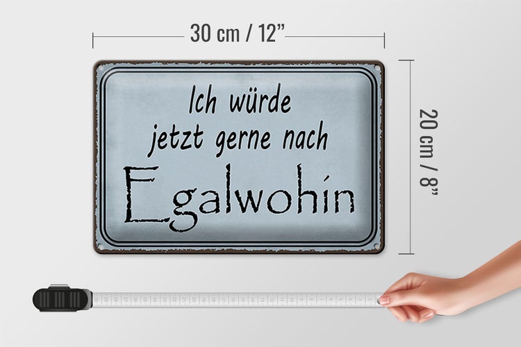 Blechschild Spruch 30x20cm ich würde jetzt gerne Egalwohin