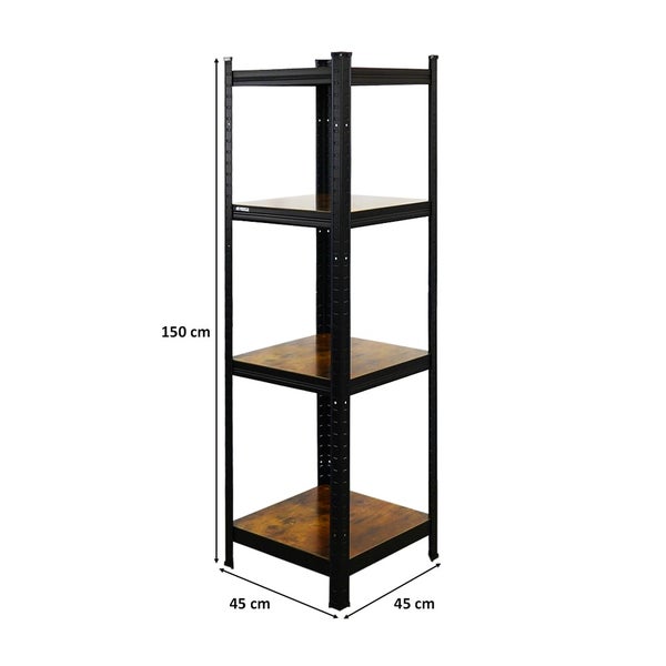 BERLINLODGE Wohnregal Ragnar, HxBxT 150x45x45cm, Fachlast 100kg, Vintagebraun-Schwarz, Bücherregal, Standregal, Büroregal