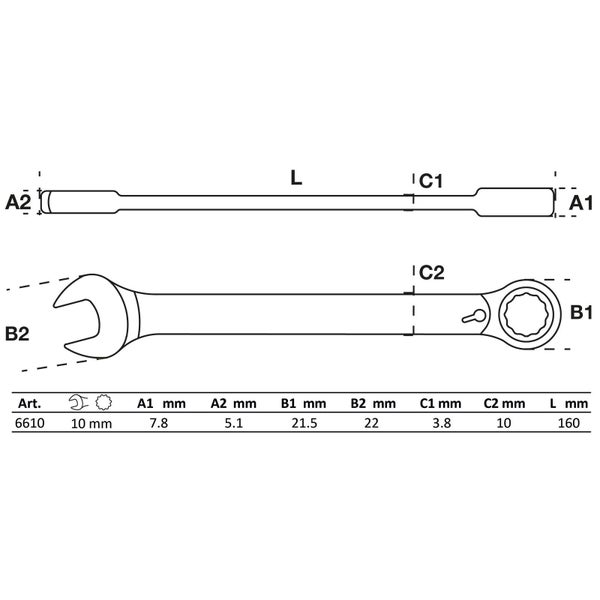 BGS Ratschenring-Maulschlüssel umschaltbar SW 10 mm - 6610