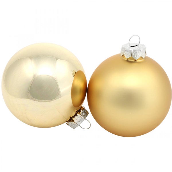 Zwei goldene Christbaumkugeln