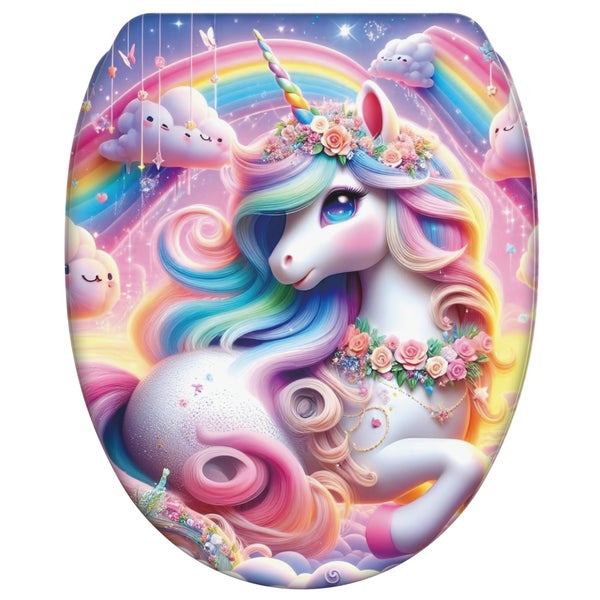 Toilettensitz mit Einhorn und Regenbogen Motiv