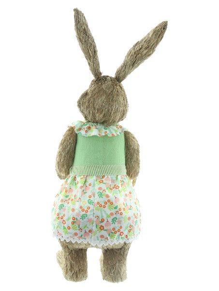 FRANK FLECHTWAREN|Figur Frau Hase, Höhe 60 cm, KUNSTSTOFF, STROH, TEXTIL, KUNSTFELL
