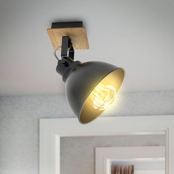 Wandlampe - schwenkbar, retro, E27 Fassung, max. 60W, schwarz