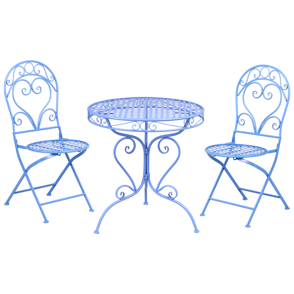 Gartentischgruppe mit zwei Stühlen aus Metall