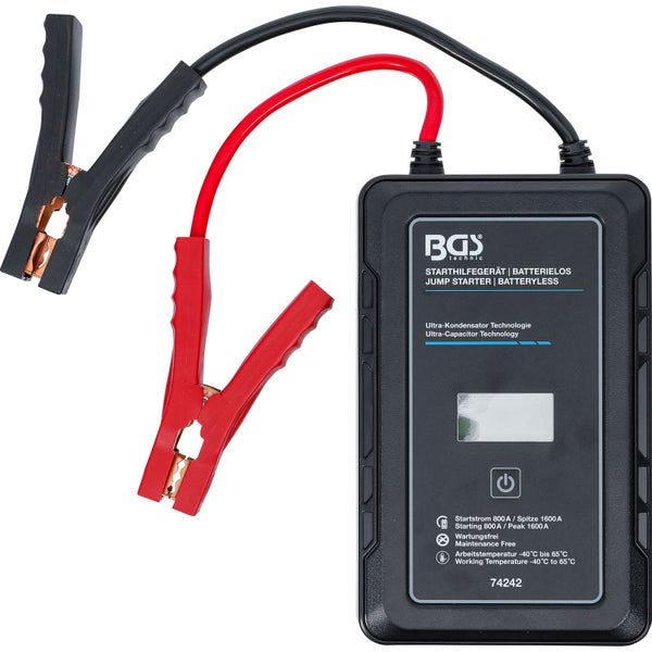 BGS Starthilfegerät Batterielos mit Ultra-Kondensator Technologie 12 V / 800 A / 1600 A - 74242