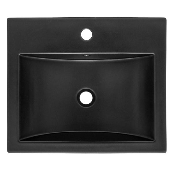 ML-Design Waschbecken aus Keramik Schwarz matt 53,5x46x16,5 cm Eckig, Einbauwaschbecken mit Hahnloch und Überlauf, Aufsatzwaschbecken Einbauwaschtisch Waschschale Handwaschbecken, für das Badezimmer
