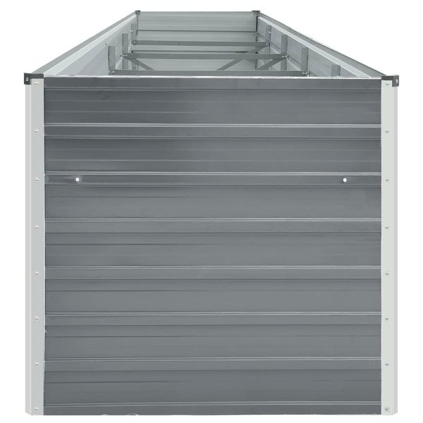 Eckverbindung eines Hochbeets aus Metall mit Schutzkappe und Schrauben.