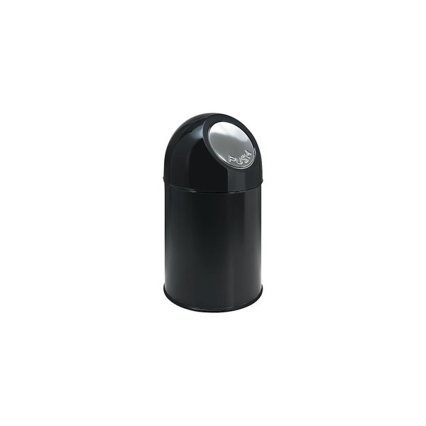 PROREGAL Klassischer Abfallbehälter Mit Pushdeckel 30 Liter HxBxT 56 x 31 x 31 cm Metall Schwarz