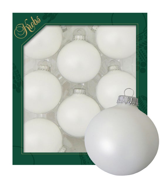 Satinweiße 7cm Glaskugel uni, 8 Stck., Weihnachtsbaumkugeln, Christbaumschmuck, Weihnachtsbaumanhänger