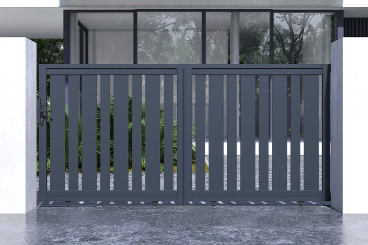 Schiebetor 3x1,4m VEYMONT + Tor 1m VEYMONT H.1,4m grau