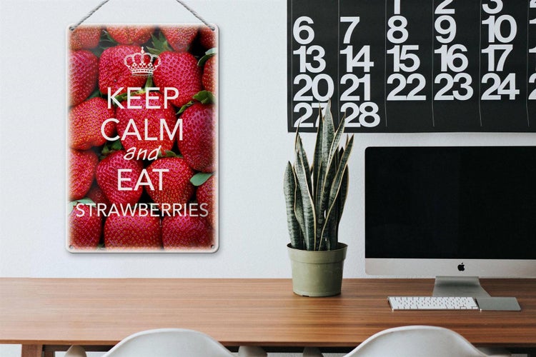 Blechschild Spruch 20x30cm Keep Calm and eat strawberries