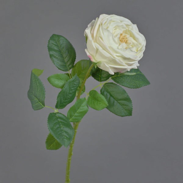 Künstlicher Fuchsienzweig mit rosa-weißen Blüten und grünen Blättern.
