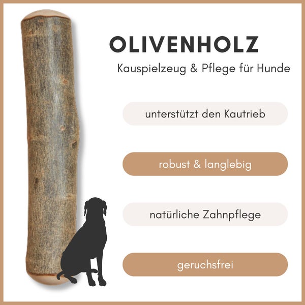 Olivenholz-Kauspielzeug zur Unterstützung des Kautriebs, robust, langlebig, für natürliche Zahnpflege und geruchsfrei.
