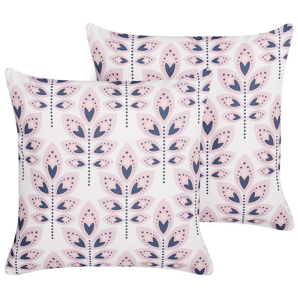 Gartenkissen 2er Set TORRETTA Pflanzenmuster 45 x 45 cm Cremeweiß