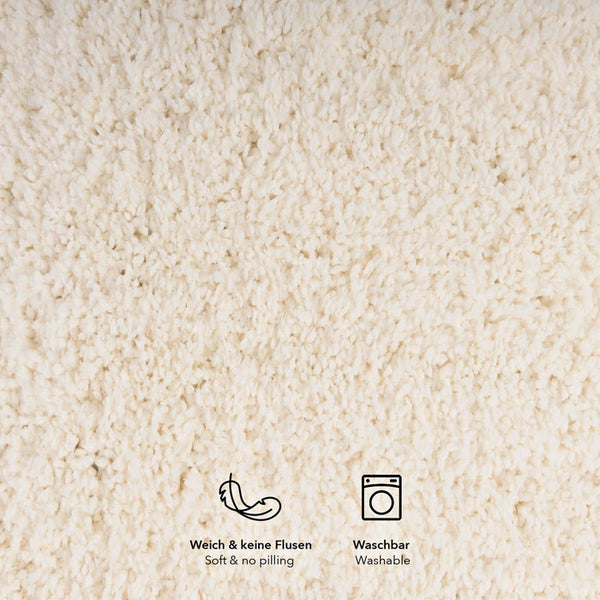 FLOORDIREKT Badematte Sky Soft - Reckteckig - Rutschhemmende Rückseite - Creme - 60 x 100 cm