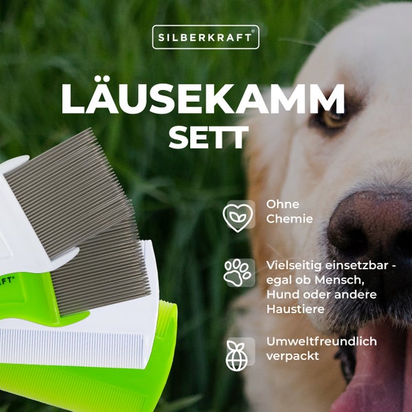 Läusekamm 4er Set, chemiefreie Entfernung von Läusen, Nissen und Flöhen bei Mensch und Tier, Kopfhautpflege für Kinder und Erwachsene, Tierpflege für Hunde und Katzen, Metall- und Kunststoffzinken zur Parasitenkontrolle