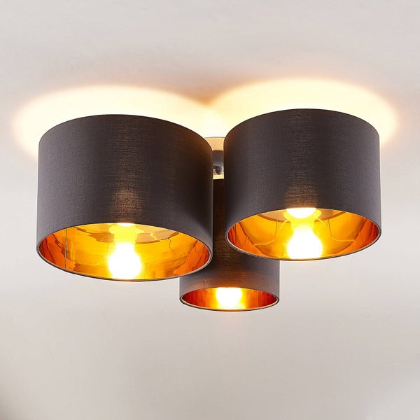 Lindby Deckenlampe Laurenz (Modern) in Alu aus Textil (3 flammig, E27) - Deckenleuchte Lampe Wohnzimmerleuchte