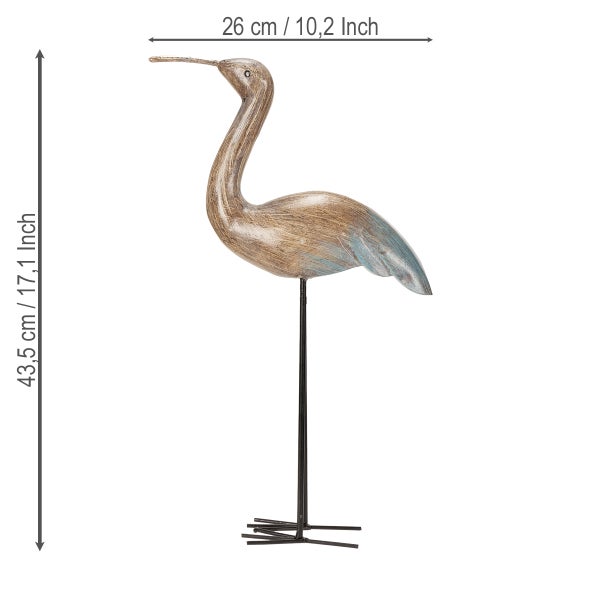 Dekofigur Storch aus Holz, 43,5 cm hoch