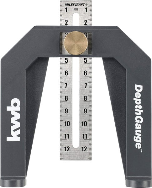 kwb Tiefenmesser/Tiefenlehre für Ober-Fräsen und Tischkreissägen inkl. 2 Mess-Skalen in cm und inch