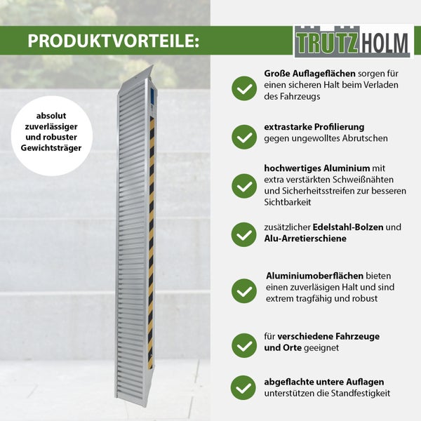 Produktvorteile der Trutzholm Laderampe aus Aluminium mit Sicherheitsstreifen
