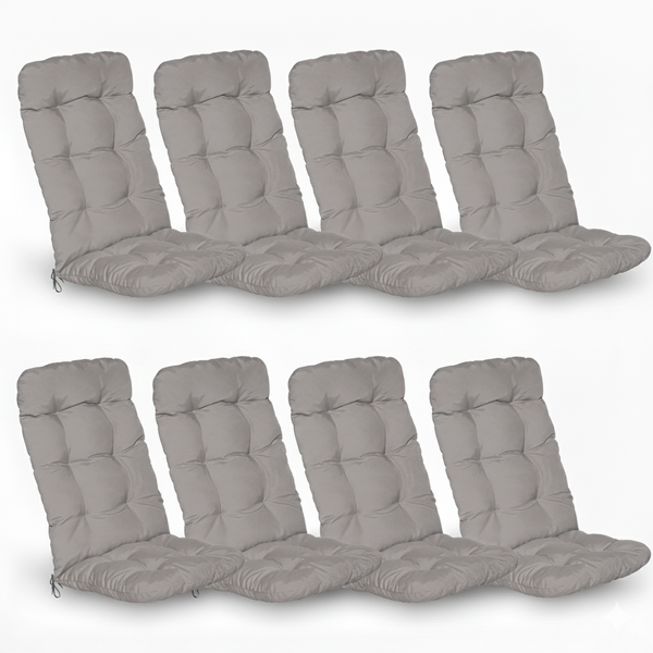 Achtstufiges Set aus Hochlehnerauflagen mit Steppung für Gartenstühle