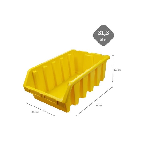 PROREGAL SuperSparSet 5x Sichtlagerbox 5 HxBxT 18,7 x 33,3 x 50 cm Polypropylen Gelb