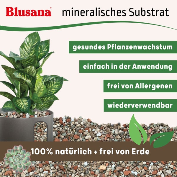 Blusana Mineralisches Pflanzsubstrat vorgedüngt für Pflanzen 30 Liter Bims Lava-Stein Zeolith Ton Mix Granulat feine Körnung 2-5 mm pH neutral Hydrokultur Drainage & Dekoration