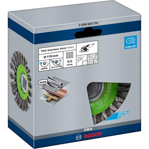 Bosch PRO Stainless Steel heavy X-Lock Scheibenbürste 115 x 0,50 mm - 2608620733