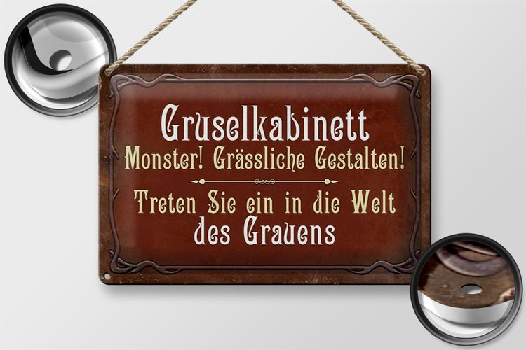 Blechschild Spruch 30x20cm Gruselkabinett treten Sie ein