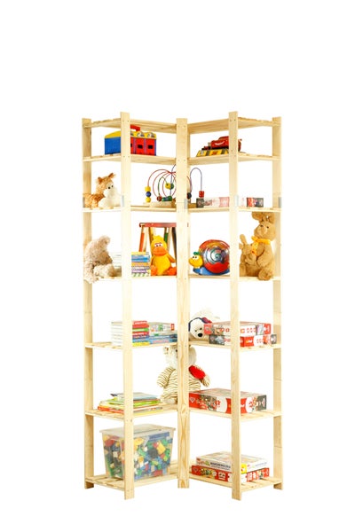 PROREGAL Eckregal Pinepeak HxBxT 220 x 85 x 38 cm 7 Fachboden 1,2 cm Dickes Kiefernholz Natur