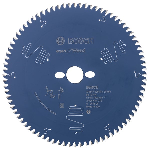 Bosch Kreissägeblatt Expert for Wood für Tischkreissägen 254 x 30 x 2,6 mm 80 - 2608644343