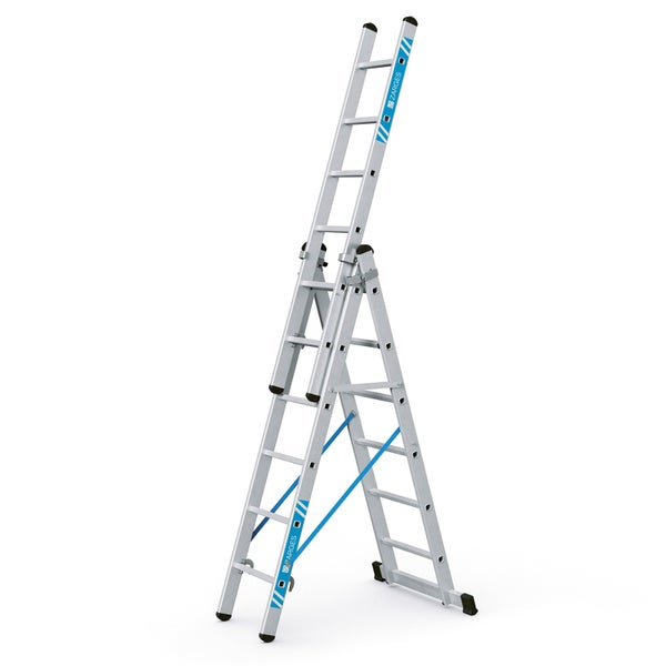 Aluminium Mehrzweckleiter in A-Form mit ausgefahrener Leiter