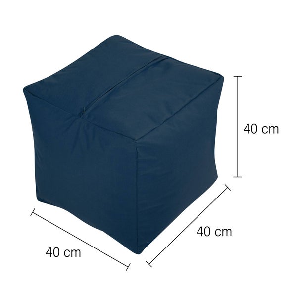 Green Bean Sitzsack-Hocker 40x40x40cm mit EPS-Perlen Füllung - Fußhocker Fußkissen Sitz-Pouf für Sitzsäcke - Bodenkissen für Kinder und Erwachsene - Fußablage Sitzkissen Sitzhocker Dunkelblau