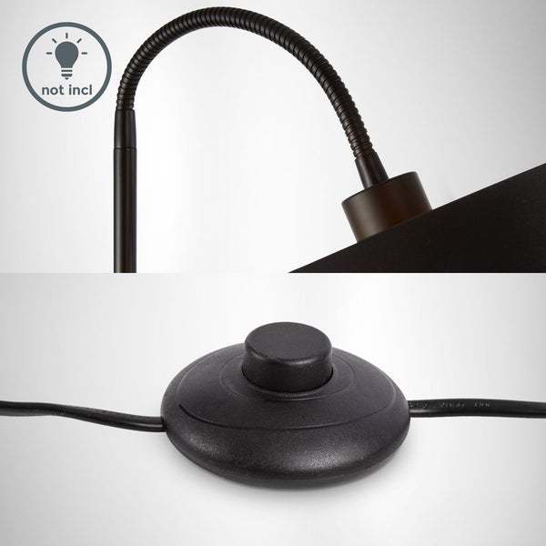 Stehlampe - Schalter, schwenkbar, Stoffschirm, E27 Fassung, Schwarz