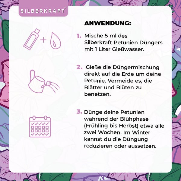 SILBERKRAFT Petunien Dünger – Für Petunien & Zauberglöckchen – 1 Liter