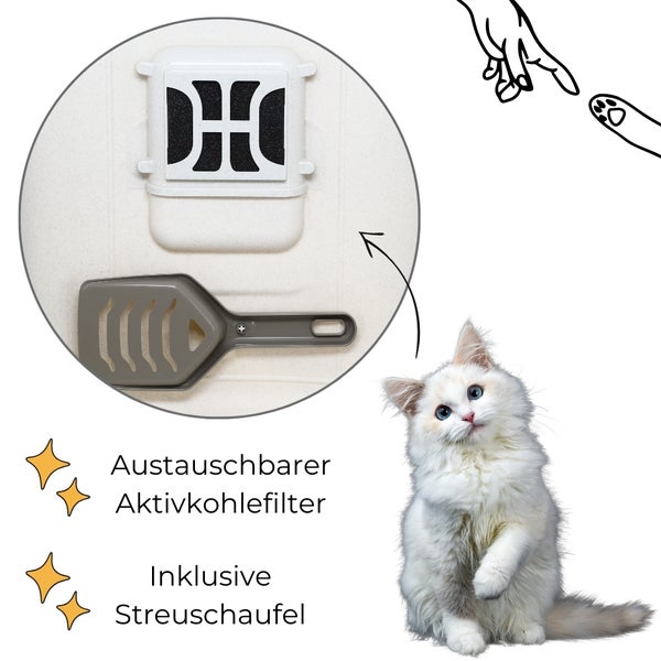GarPet Katzenklo mit Deckel Schaufel Aktivkohlefilter - Haube kippbar - große XXL Katzentoilette Katzen WC Hauben Toilette Klo Outdoor