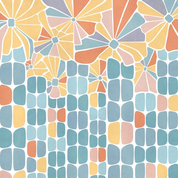 Grafisches Blumenmuster für Wandgestaltung