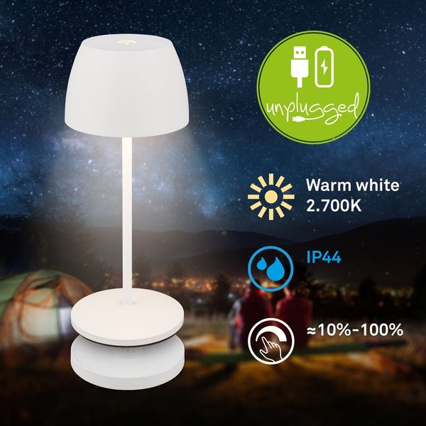 Mini LED Tischleuchte kabellos IP44 Akku Tischlampe Aussen/Innen Ladestation
