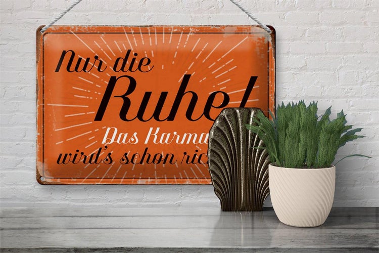 Blechschild Spruch 30x20cm nur die Ruhe das Karma Schild