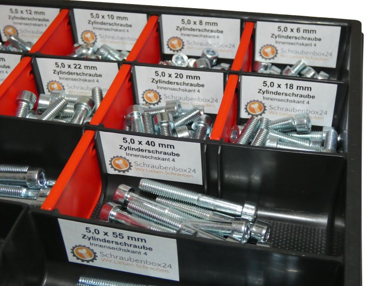 300 tlg Zylinderschrauben Sortiment  M5 // 6mm-60mm Schrauben Set Schraubenbox DIN 912/ISO4762 Bolzen Vollgewindeschrauben Maschinenschrauben Gewindeschrauben Zylinderkopfschrauben