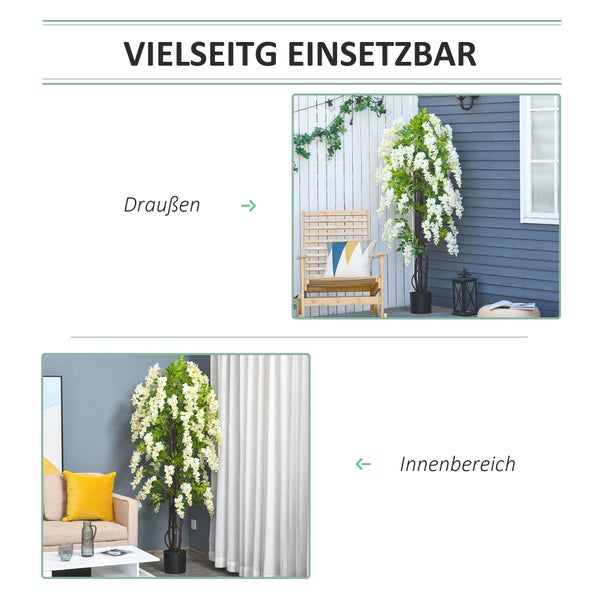 Outsunny, Künstliche Pflanzen, Zimmerpflanze, Ø24 x 165H cm, PE, Weiß+Grün
