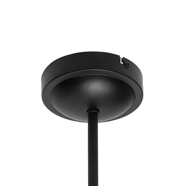 Schwarze Deckenrosette aus Metall für eine Hängeleuchte.