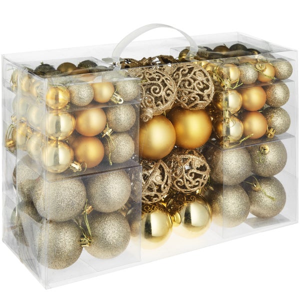 Weihnachtskugeln tectake  100er-Set in Gold Durchmesser 3, 4 und 6 cm