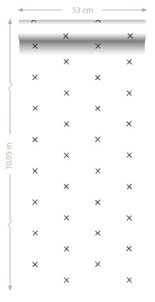 Tapetenrolle mit Kreuzmuster, 53 cm breit und 10,05 m lang